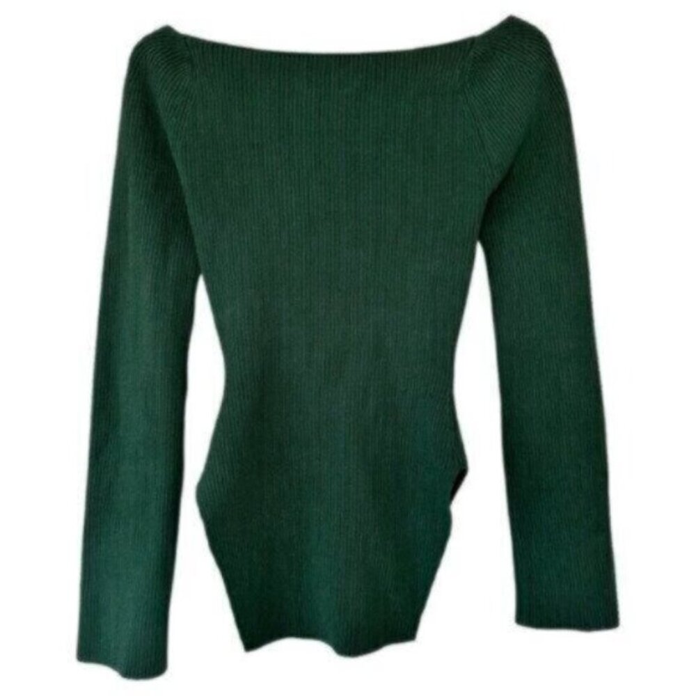 KHAITE Maddy Emerald Green Ribbed Knit Bustier Sweetheart Neckline Top Size M - Picture 9 of 13